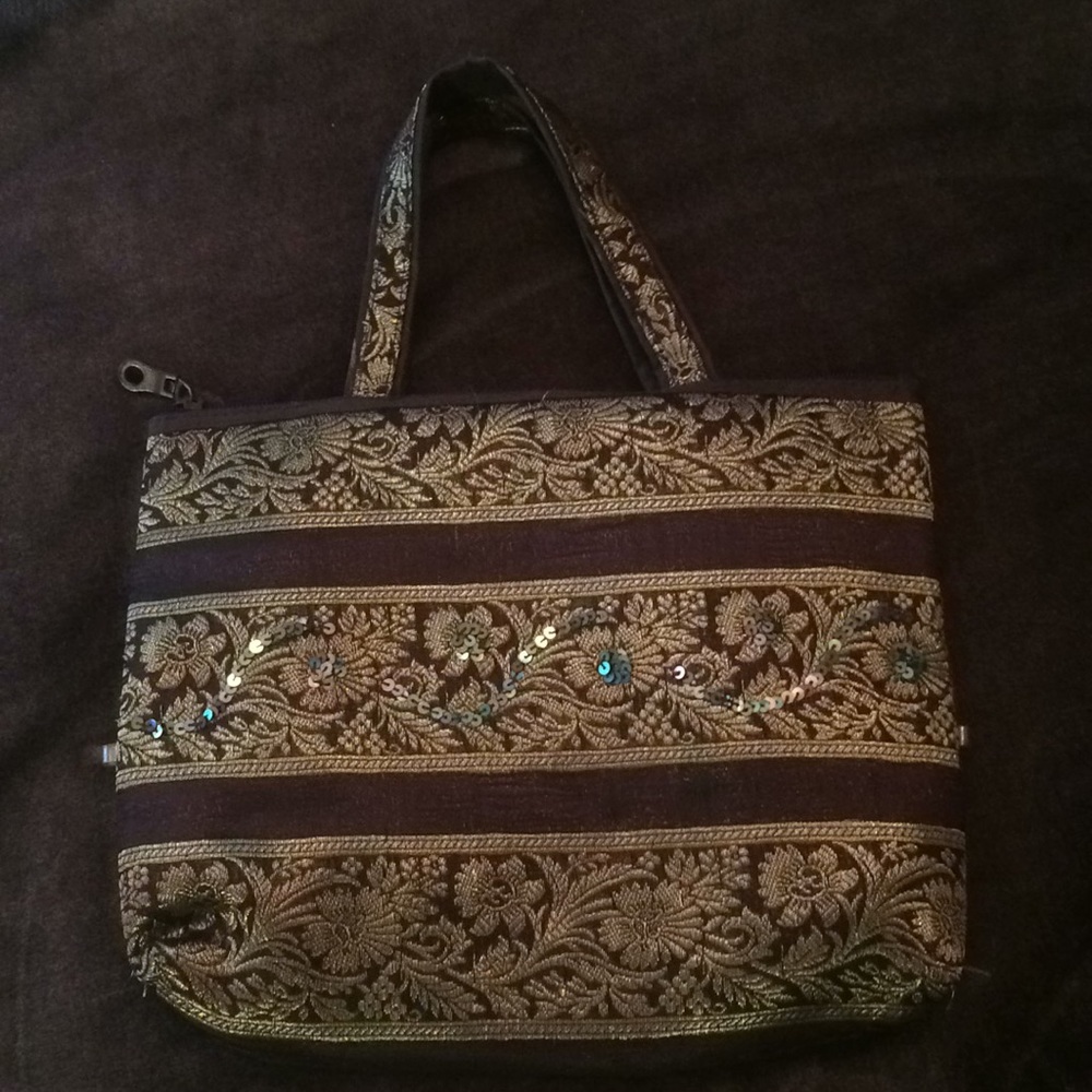 Accessories bag gold tapestry w/sequins